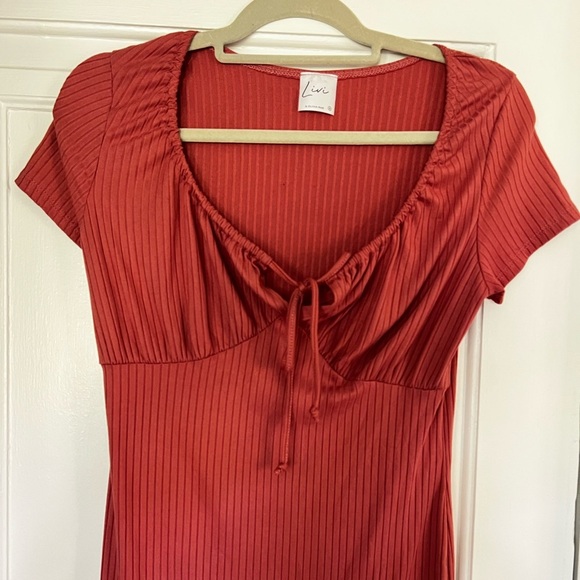 Livi by Olivia Rae Red Ribbed Knit Mini Dress | Size M | Short Sleeve Bodycon - Picture 2 of 7